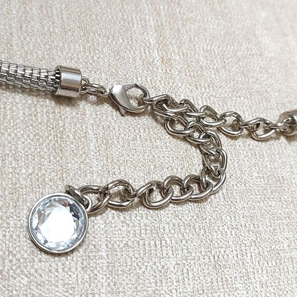 Silver Metal Coil Link Faceted Stone Adjustable Waist Hip Belt - Picture 3 of 7